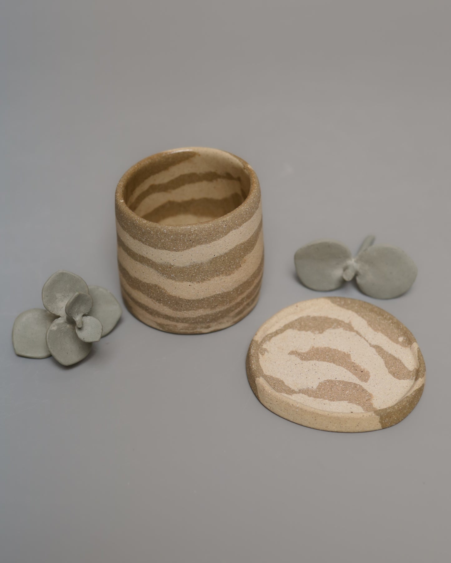 Tan & brown animal print inspired cup & coaster set