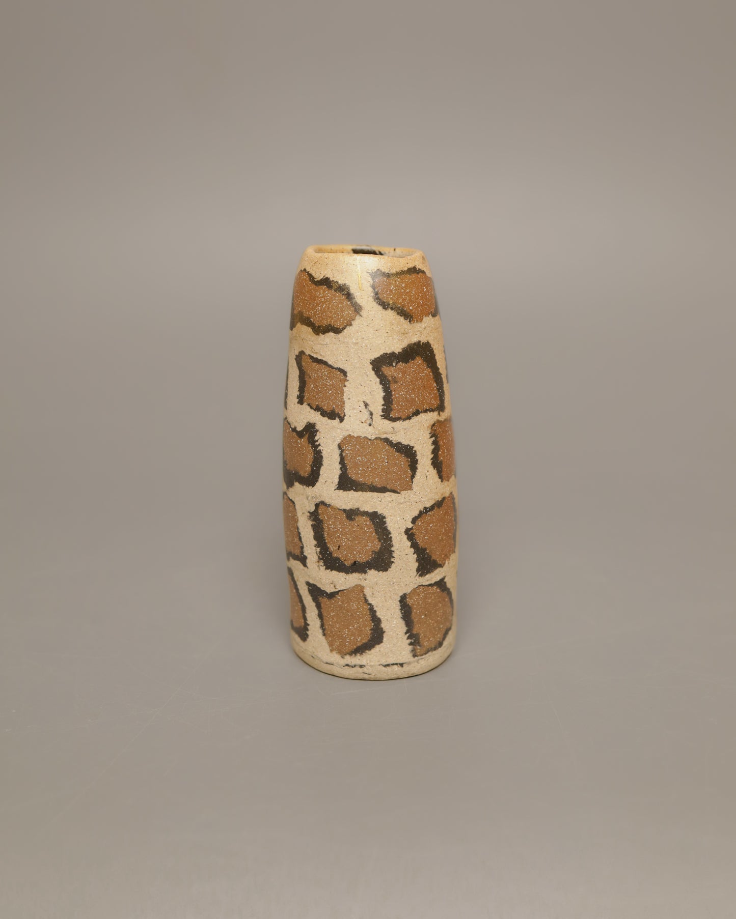Animal print inspired part ii - leopard print tall vessel with kintsugi repair