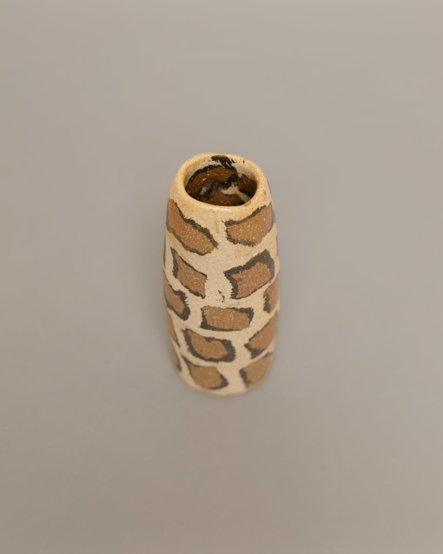 Animal print inspired part ii - leopard print tall vessel with kintsugi repair