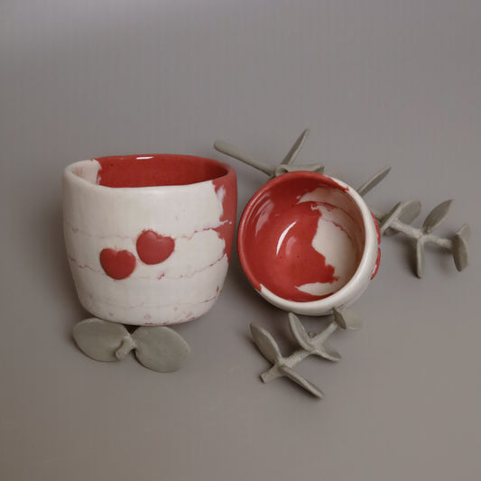 Handbuilt colored porcelain love cups (set of 2)