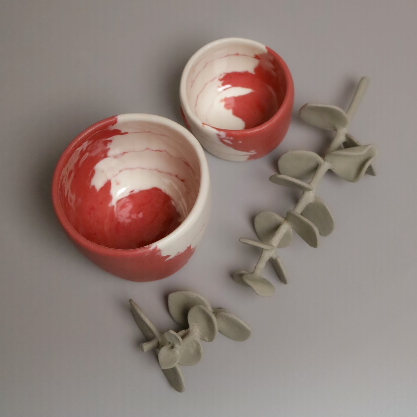 Handbuilt colored porcelain love cups (set of 2)