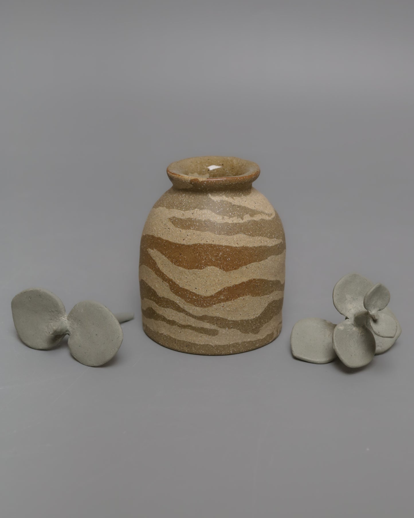 Tan & brown animal print inspired bud vase