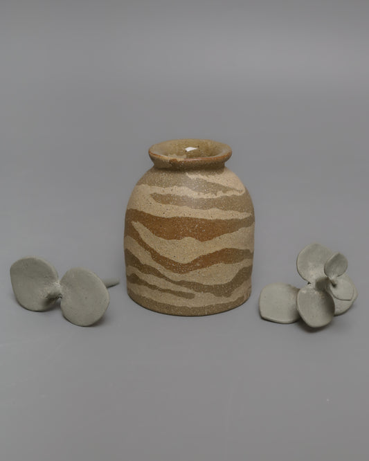 Tan & brown animal print inspired bud vase