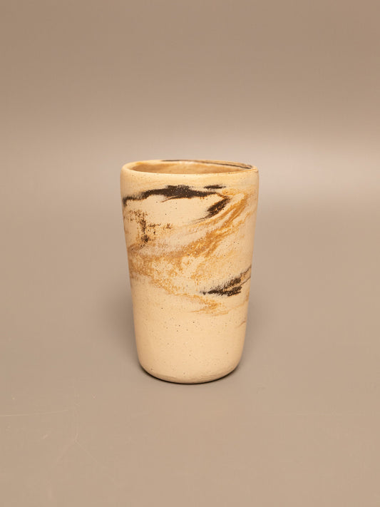 Tall marbled clay cup 1